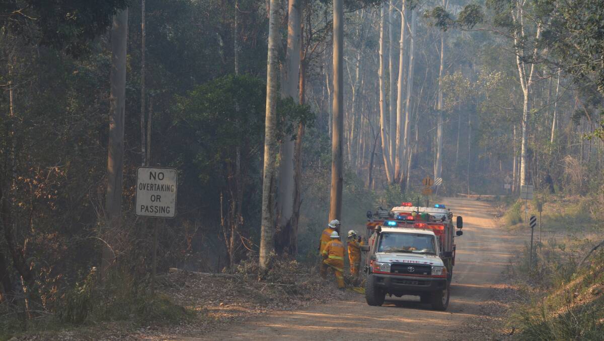 NSW RFS responding to a bush fire in Belbora, east of Gloucester, during September 2017