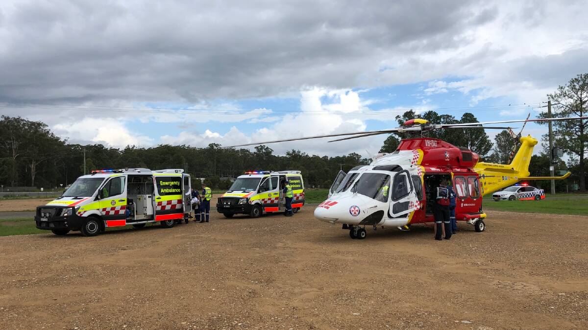 At the scene of the Nabiac accident. Photo courtesy of Westpac Rescue Helicopter Service