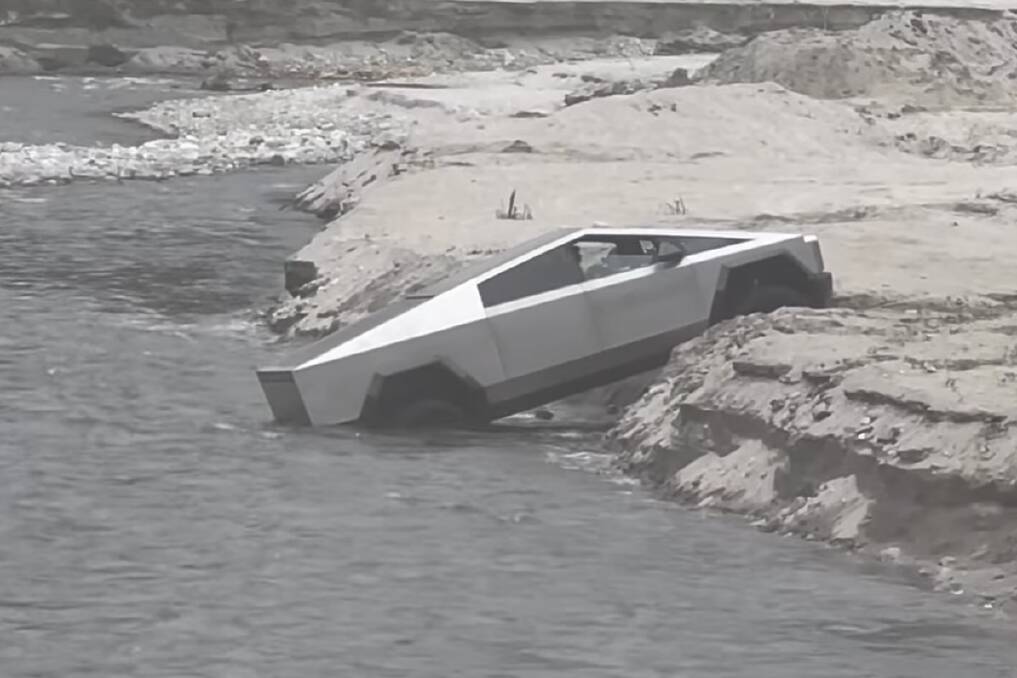 The Tesla Cybertruck was supposed to cross seas, but can't even cross this river